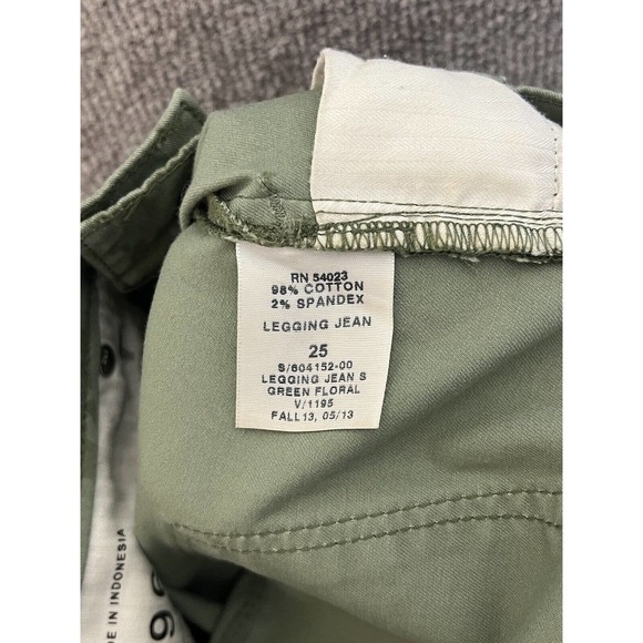 Gap 1969 Ankle Zip Skinny Legging Jeans Women Size 25 Stretch Green Floral - Picture 6 of 13